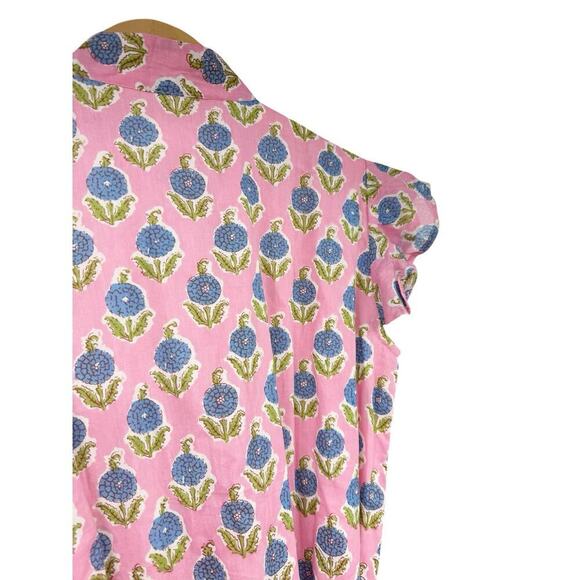 Darlington Isle Pink Floral Midi Dress 100% Cotton Preppy Charm Modest Womens XS - Picture 6 of 10